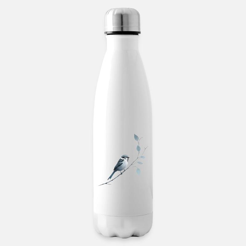 Spatz auf Ast - Isolierflasche - Weiß