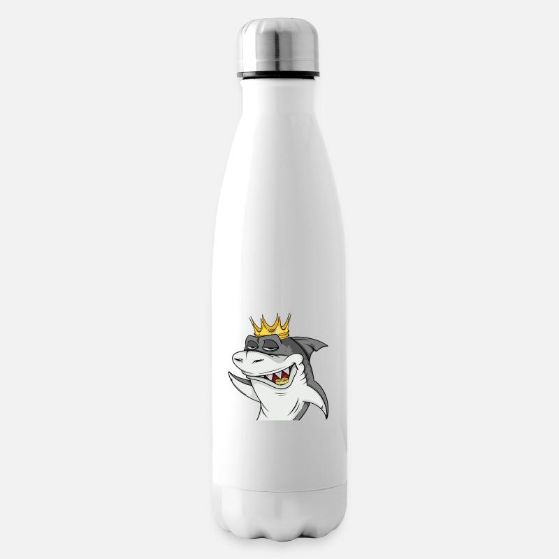 Cooler Hai mit Krone #4 Cool Sharks - Isolierflasche - Weiß
