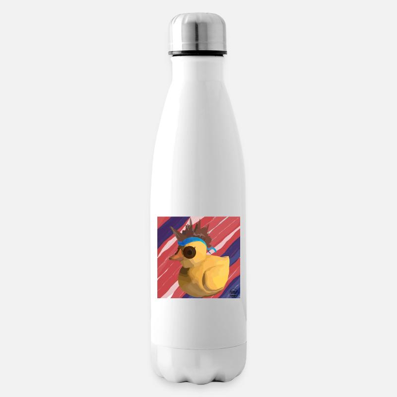 Der Duck-Biker - Isolierflasche - Weiß