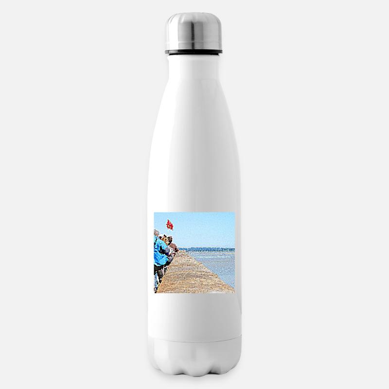 Besucher mit Blick auf den Ozean - Isolierflasche - Weiß
