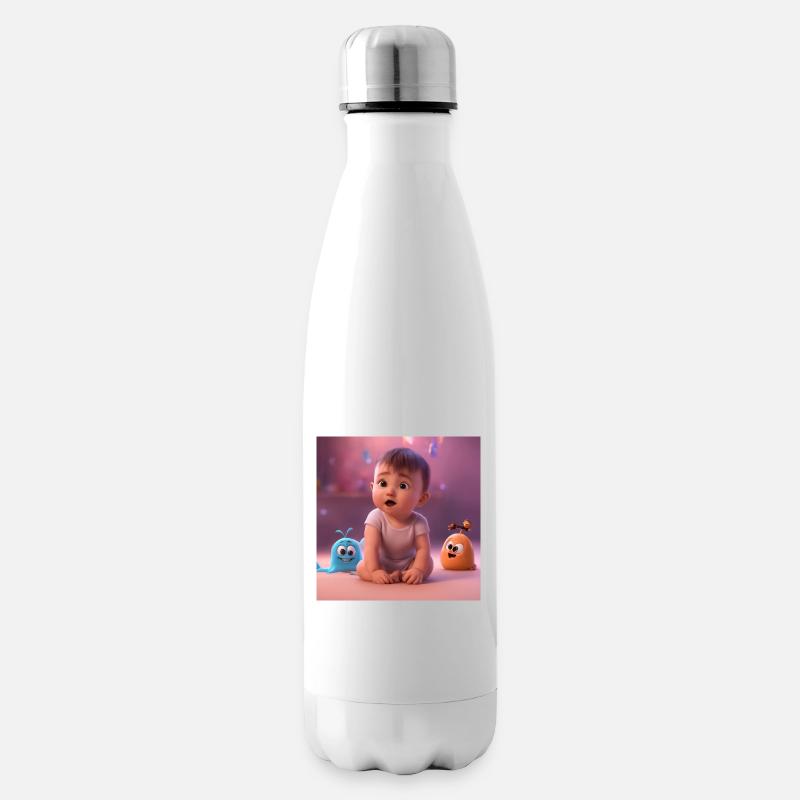 bébé mignon avec des créatures - Bouteille isotherme - blanc