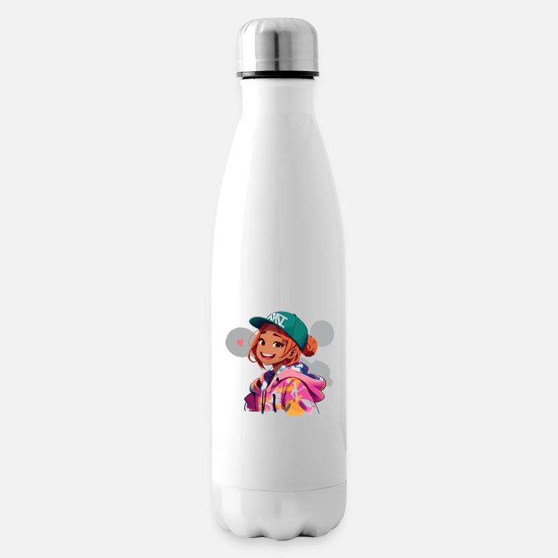 Fille rousse en sweat à capuche - Bouteille isotherme - blanc