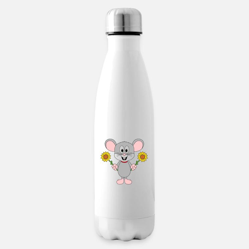 BLUMEN - MAUS - MÄUSE - TIER - TIERE - TIERISCH - Isolierflasche - Weiß