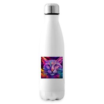 Katze in Neonfarben - Isolierflasche - Weiß - Rechts