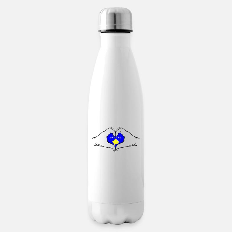 Drapeau du Kosovo Mains Forme De Coeur - Bouteille isotherme - blanc