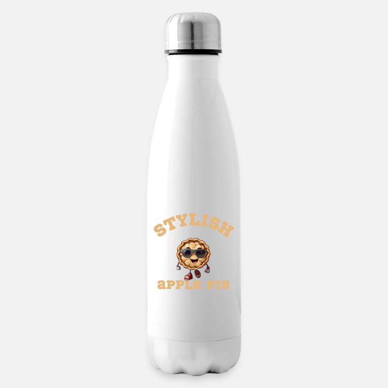 Braune Zeichnung mit schwarzen Linsen - Isolierflasche - Weiß