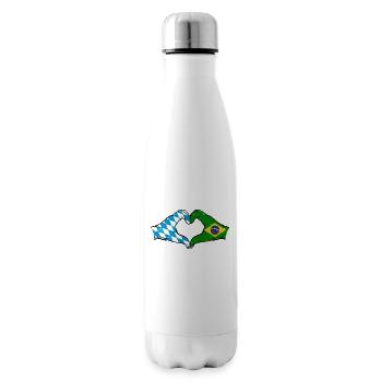 Bavaria Brazil Flag Hands Heart Shape Used - Insulated Water Bottle - white - Right