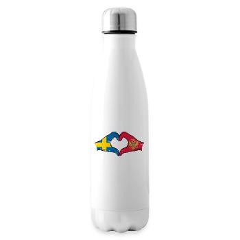Sweden Montenegro Flag Hands Heart Shape - Insulated Water Bottle - white - Right