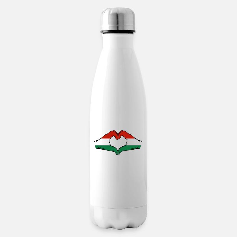Ungarn Flagge Hände Herzform - Isolierflasche - Weiß