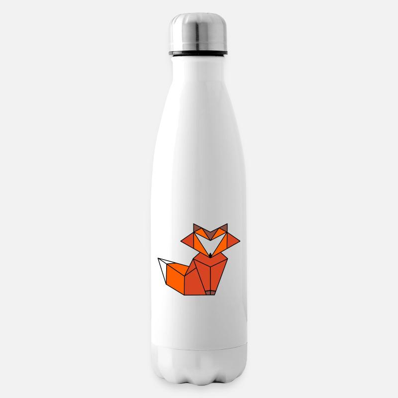 Fox Origami Stil - Isolierflasche - Weiß
