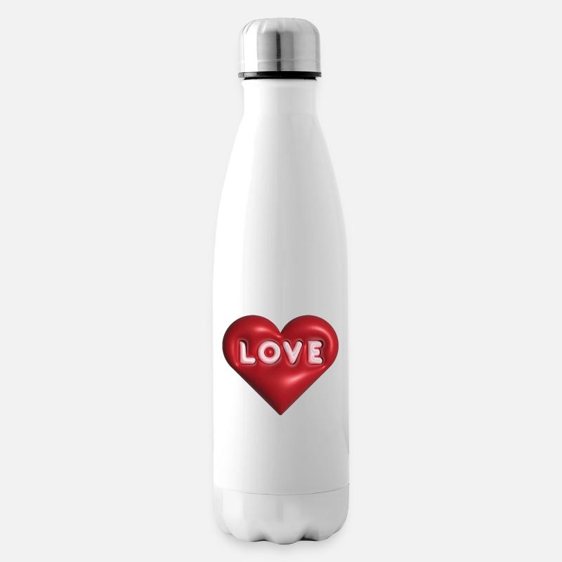 Love 3D rouge - Bouteille isotherme - blanc