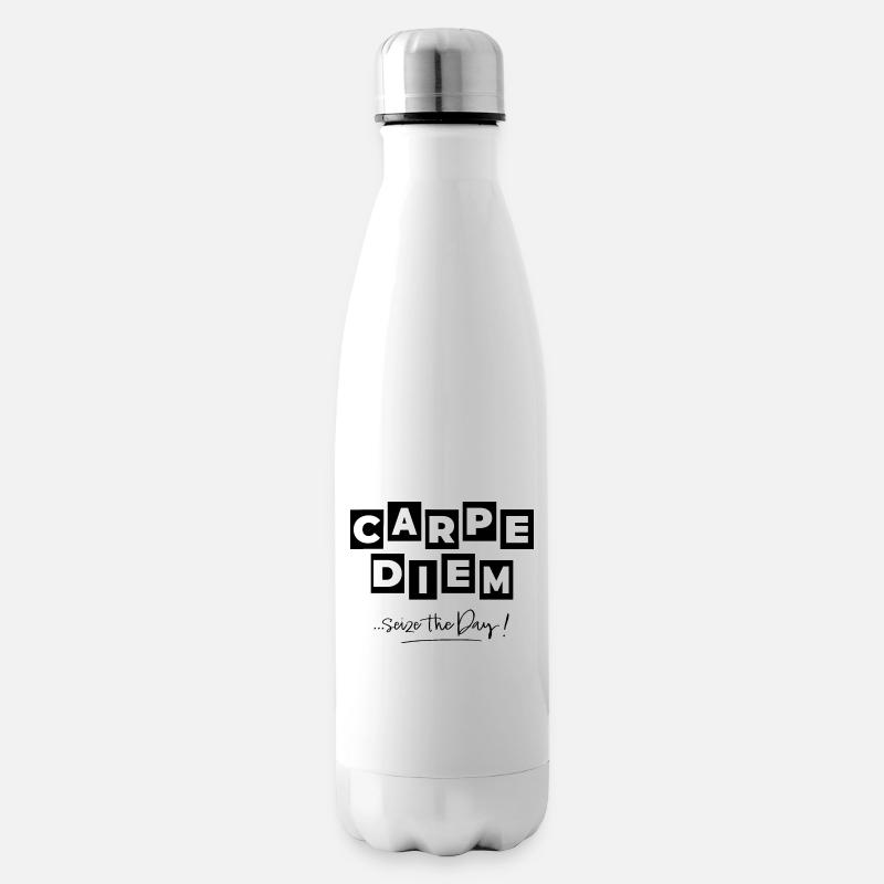 Carpe Diem in Schwarz - Isolierflasche - Weiß