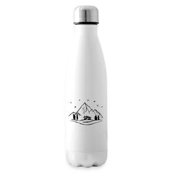 Mountains, hut and forest with starry sky - Insulated Water Bottle - white - Right