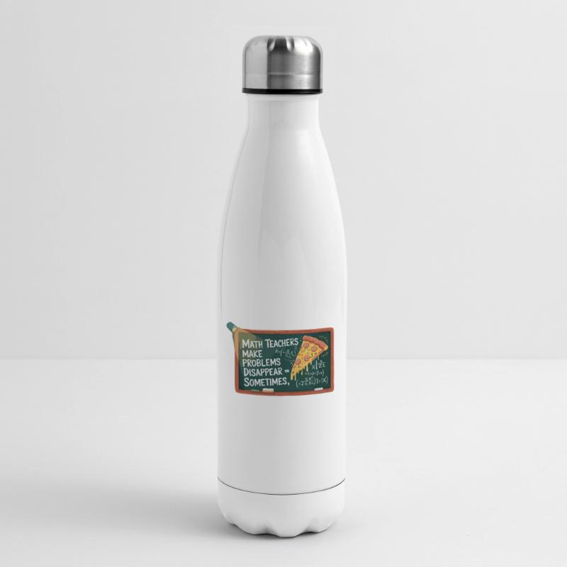 Funny Math Teacher Design Pizza & Problem Solving Insulated Water Bottle