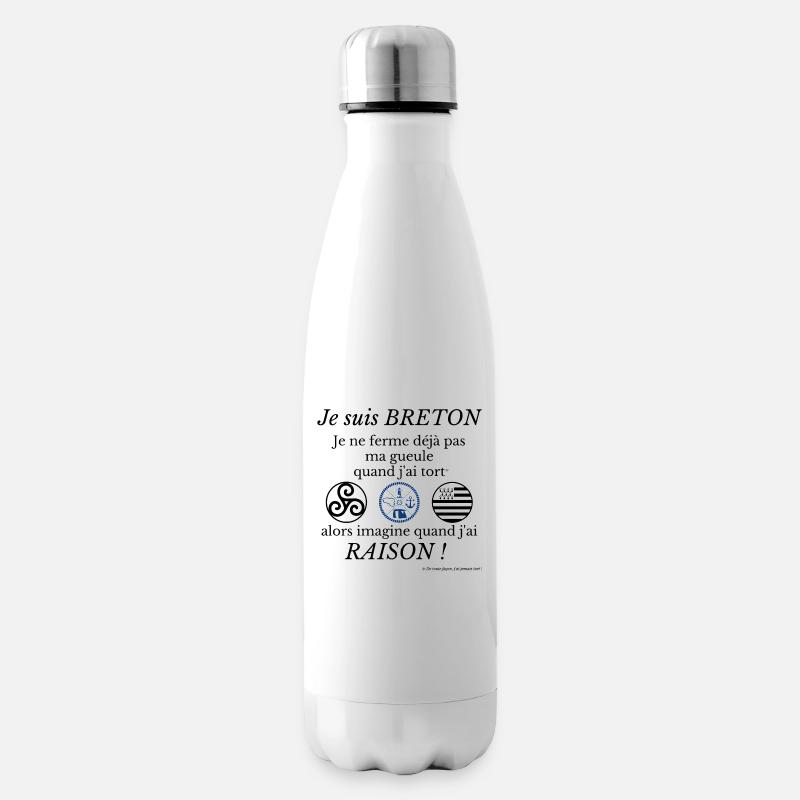 Je suis BRETON je ne ferme déjà pas ma gueule... - Bouteille isotherme - blanc
