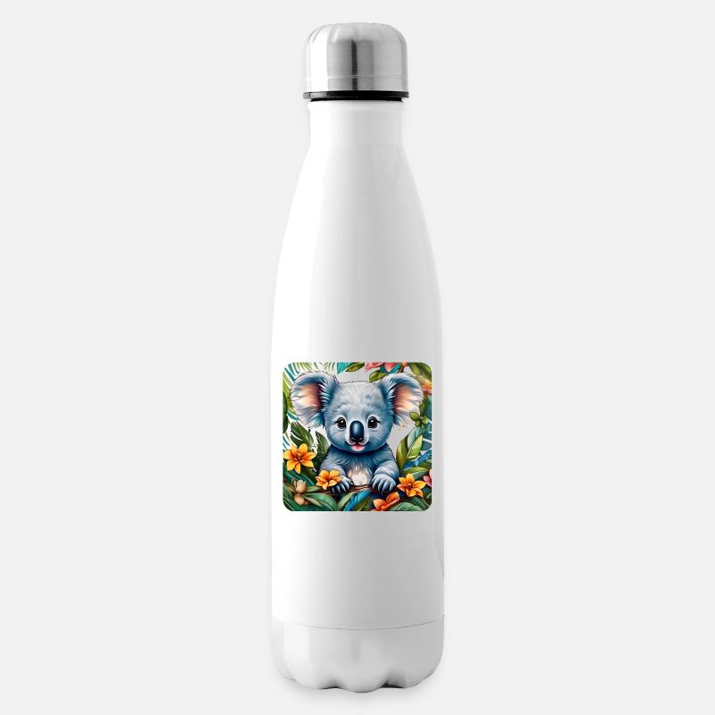 Niedlicher Koala Bär mit Blumen - Isolierflasche - Weiß
