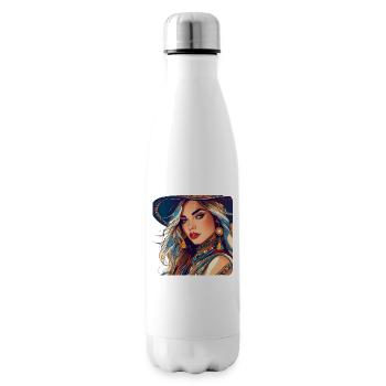 Jolie fille dans un style bohème - Bouteille isotherme - blanc - Droite