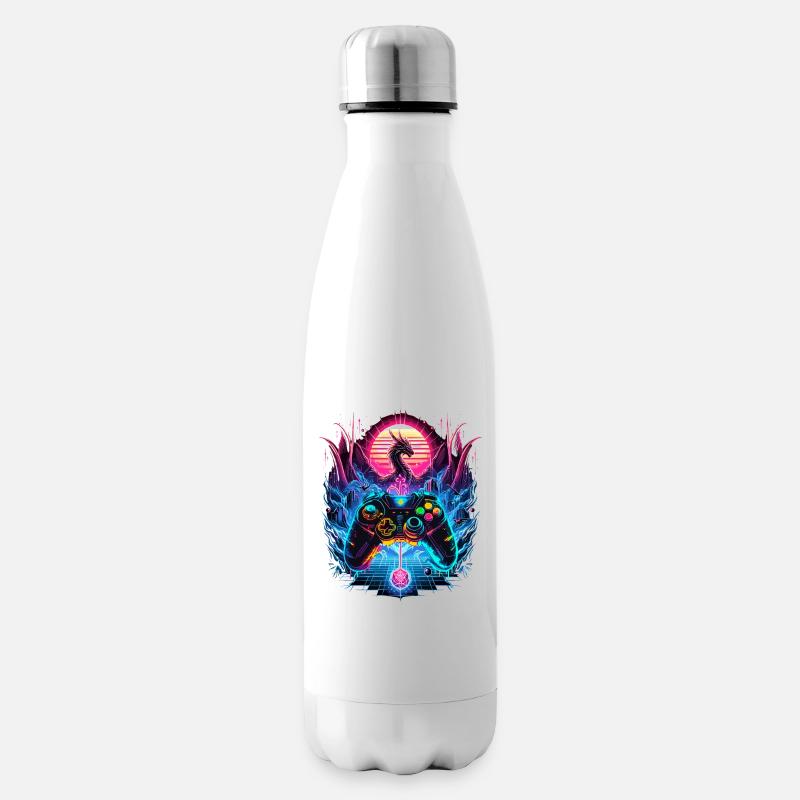 Synthwave Dragon Gaming Fantasie - Isolierflasche - Weiß