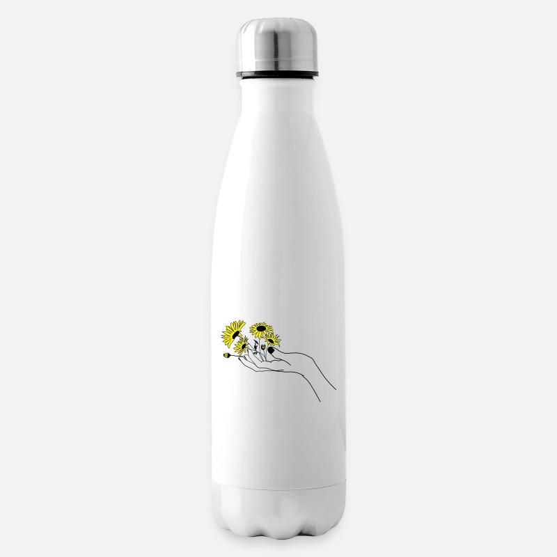 Hand mit Blumen - Isolierflasche - Weiß