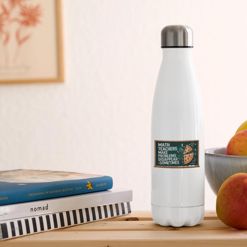 Funny Math Teacher Design Pizza & Problem Solving Insulated Water Bottle