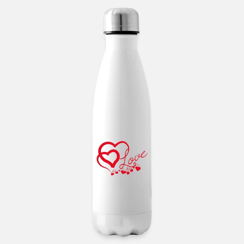 Cœurs entrelacés en Script Amoureux - Bouteille isotherme - blanc