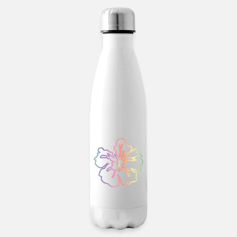 Hibiskus Regenbogenfarben Pastell - Isolierflasche - Weiß