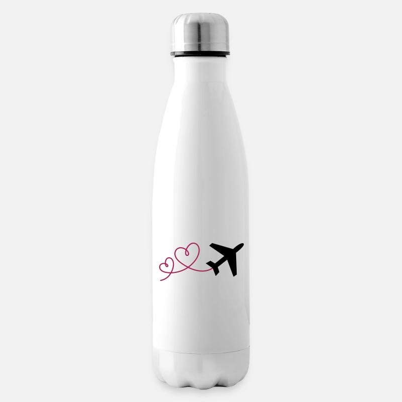Flugzeug mit Herzen (Farben änderbar) - Isolierflasche - Weiß