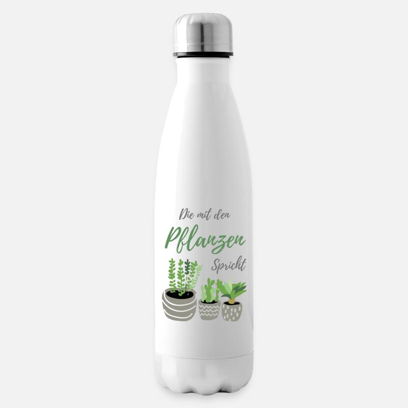 Die mit den Pflanzen spricht | Pflanzen Geschenk - Isolierflasche - Weiß
