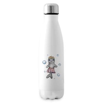 Little baby seal with flower wreath and skirt - Insulated Water Bottle - white - Right