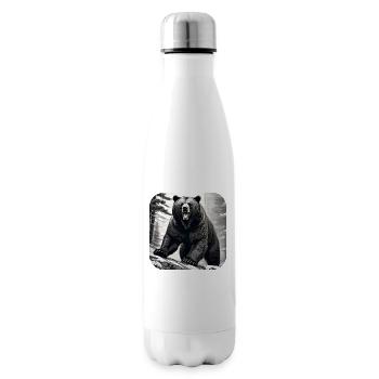 Fier ours rugissant - Bouteille isotherme - blanc - Droite