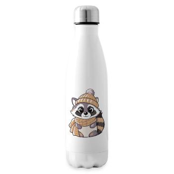 Niedlicher Waschbär mit Schal und Pudelmütze. - Isolierflasche - Weiß - Rechts