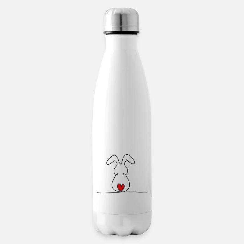 Lapin à une ligne avec queue rouge - Bouteille isotherme - blanc