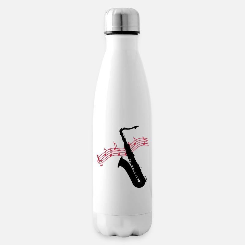 Saxofon / Noten - Isolierflasche - Weiß