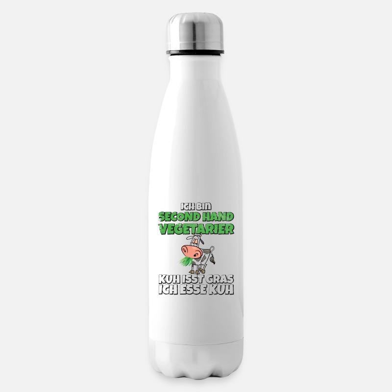 Ich bin Second Hand Vegetarier Kuh isst Gras used - Isolierflasche - Weiß