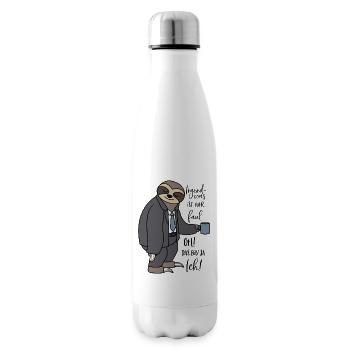 Irgendwas ist hier faul Faultier lustige Sprüche - Isolierflasche - Weiß - Rechts