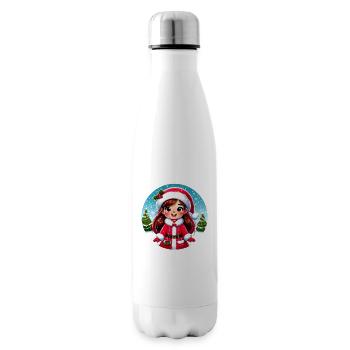 Père Noël fille Illustration Noël drôle - Bouteille isotherme - blanc - Droite