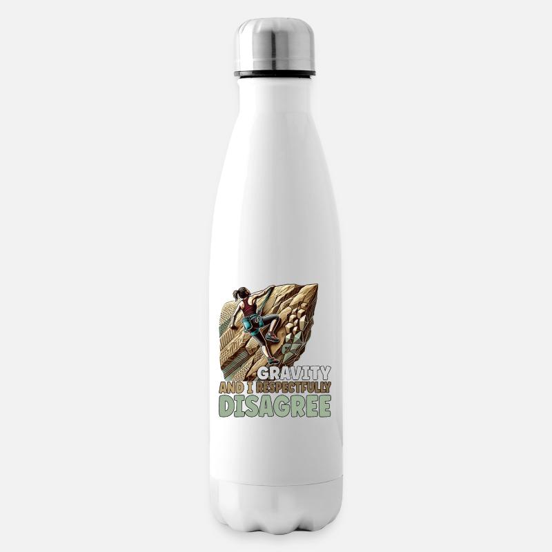 Gravity and I disagree - Climbin Free Climbing Bou - Isolierflasche - Weiß