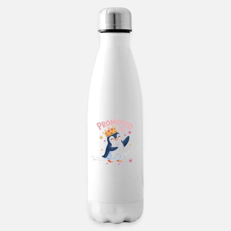 Zur großen Schwester befördert – Pinguin Design - Isolierflasche - Weiß