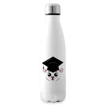 Caricature de chat diplômé - Bouteille isotherme - blanc - Droite