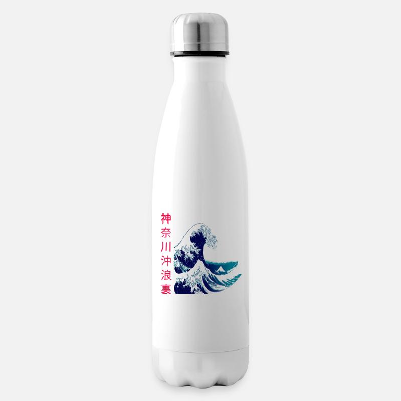 Die große Welle vor Kanagawa - Isolierflasche - Weiß