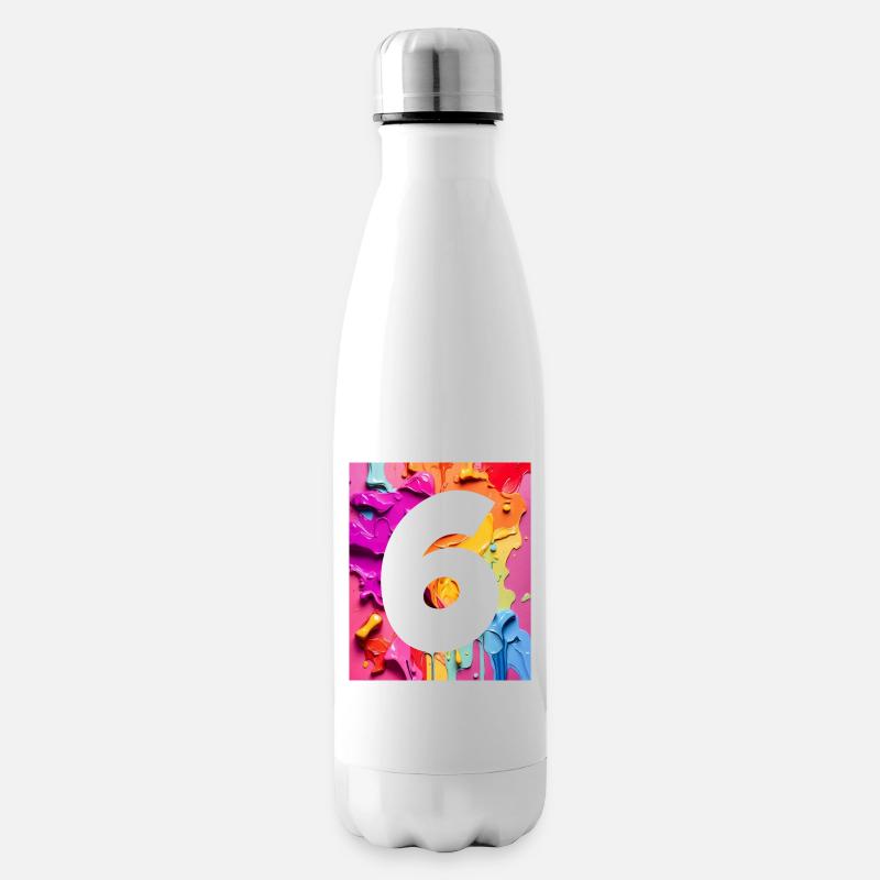 NR. 6 NUMMER 6 BUNT 6. GEBURTSTAG - Isolierflasche - Weiß