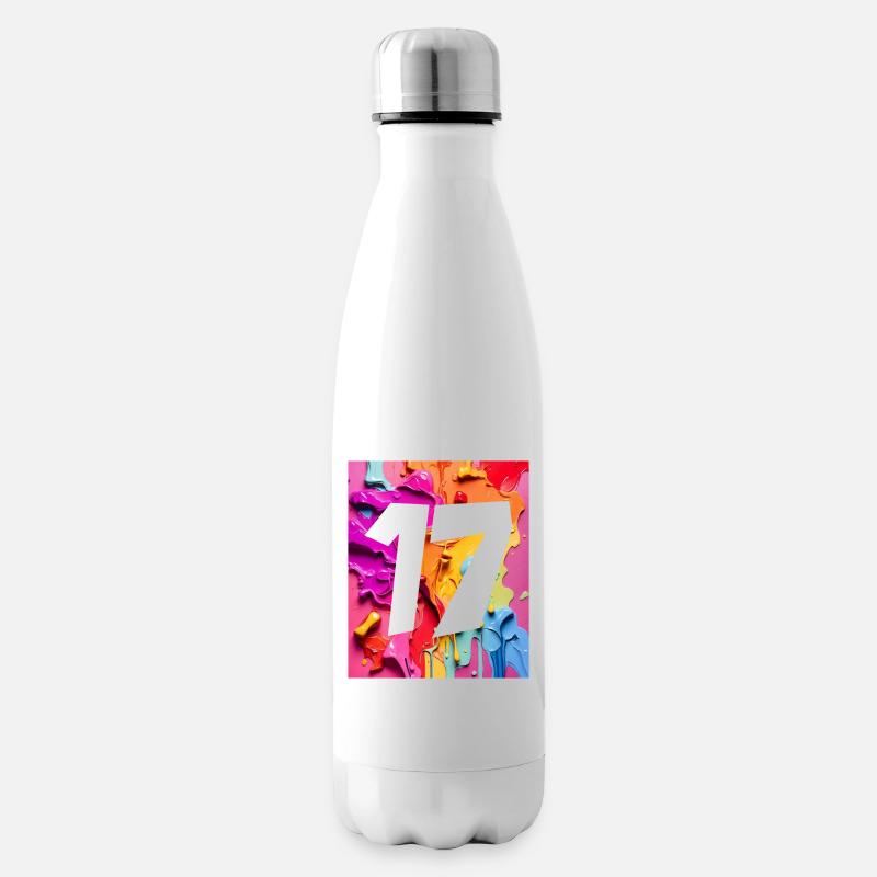 NR. 17 NUMMER 17 BUNT 17. GEBURTSTAG - Isolierflasche - Weiß