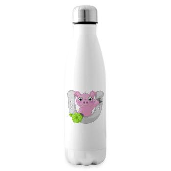 cochon comique du bonheur - Bouteille isotherme - blanc - Droite