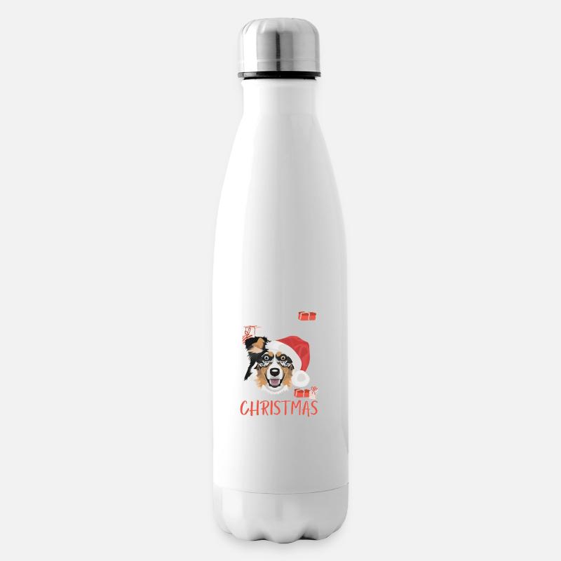 Australian Shepherd Frohe Weihnachten - Isolierflasche - Weiß