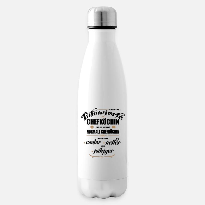 Chefköchin mit Tattoos. Tätowierte Köchin. - Isolierflasche - Weiß