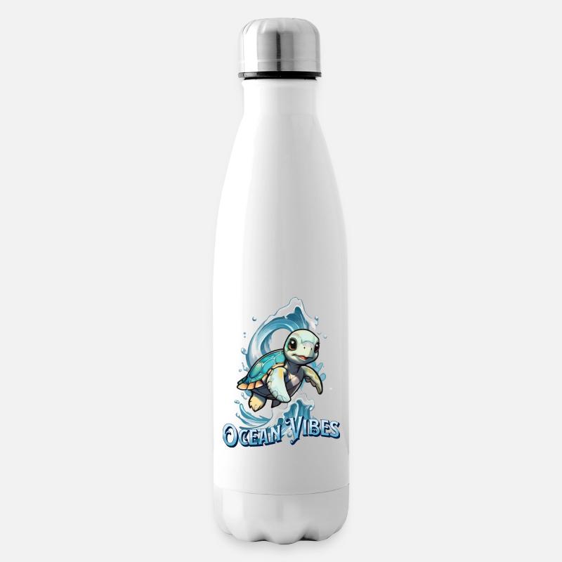 Ocean Vibes Turtle - Insulated Water Bottle - white