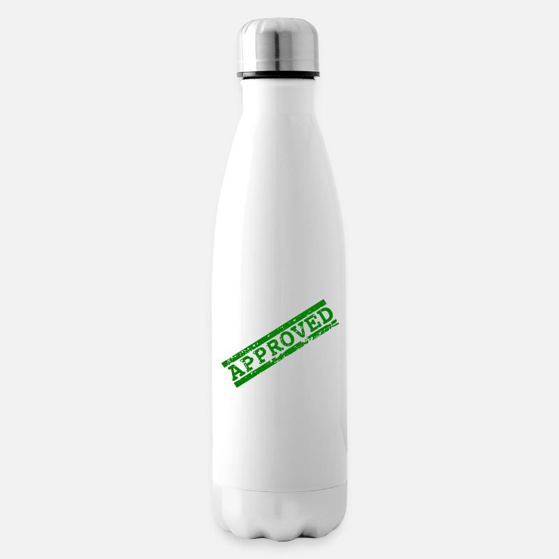 Timbre APPROUVÉ vert [conception de t-shirt] - Bouteille isotherme - blanc