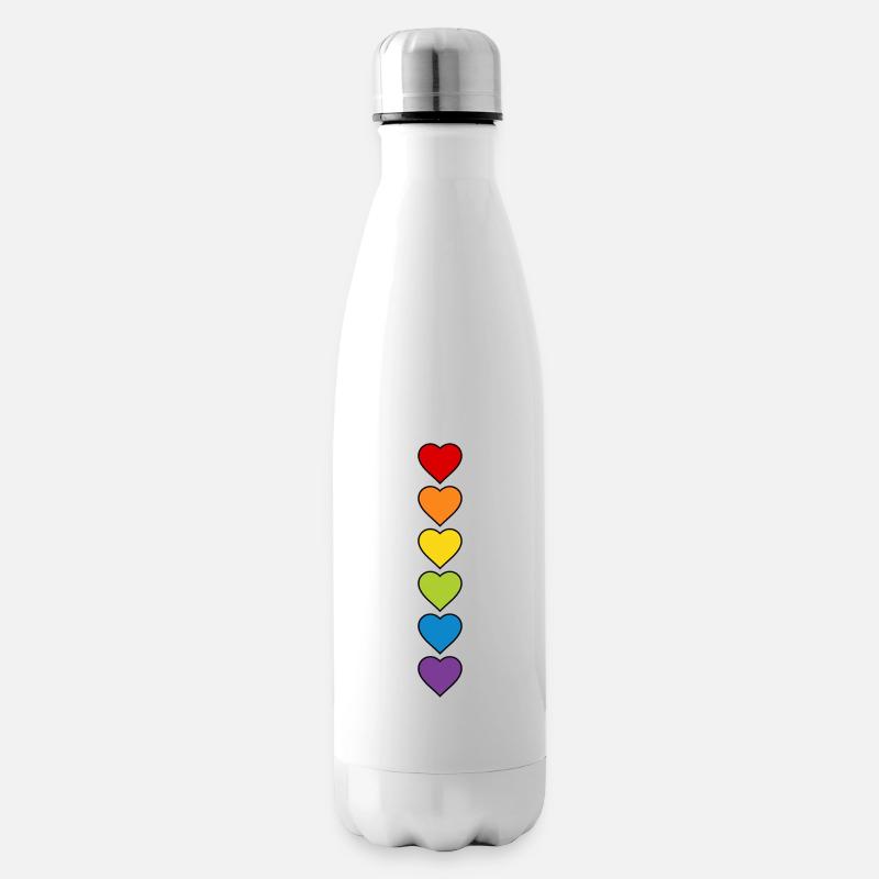 LGBT CSD LGBTQ+ HERZ REGENBOGEN HERZEN PRIDE MONTH - Isolierflasche - Weiß