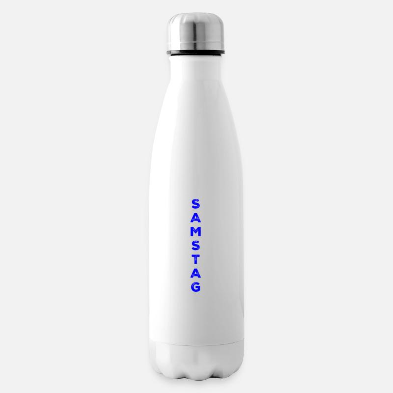 Samedi - bleu - Bouteille isotherme - blanc