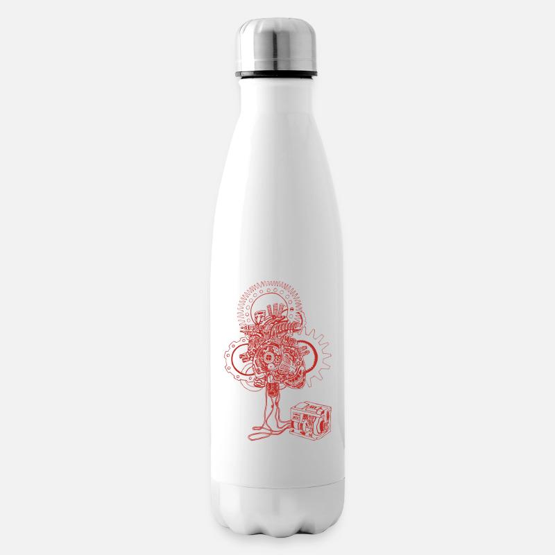 Mechanisch-Herz-in-Red - Isolierflasche - Weiß